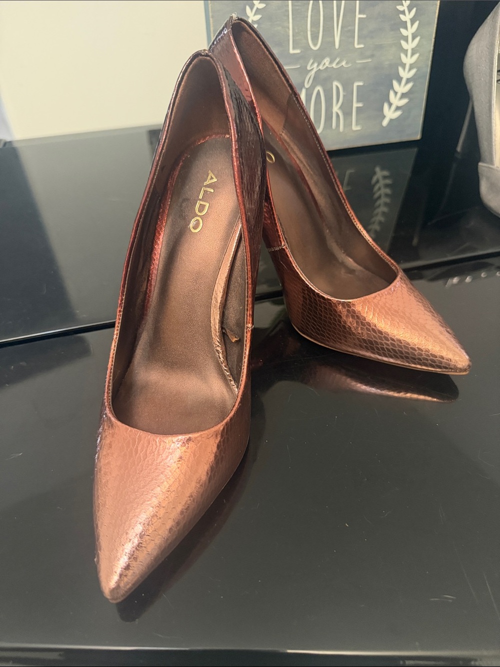 ALDO Metallic Copper Pointed Toe Pumps